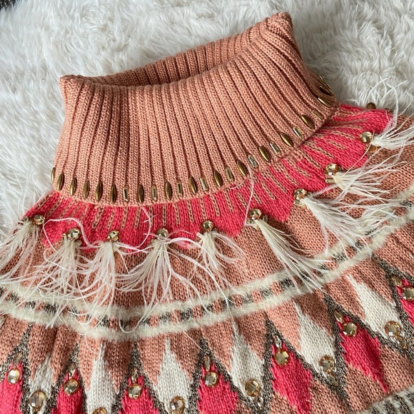 TWINSET Pullover Sweater With Embroidery and Pink Feathers Size XS New - Picture 9 of 16